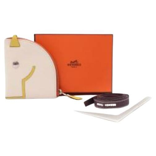 Hermes White Leather Paddock Change Purse For Sale