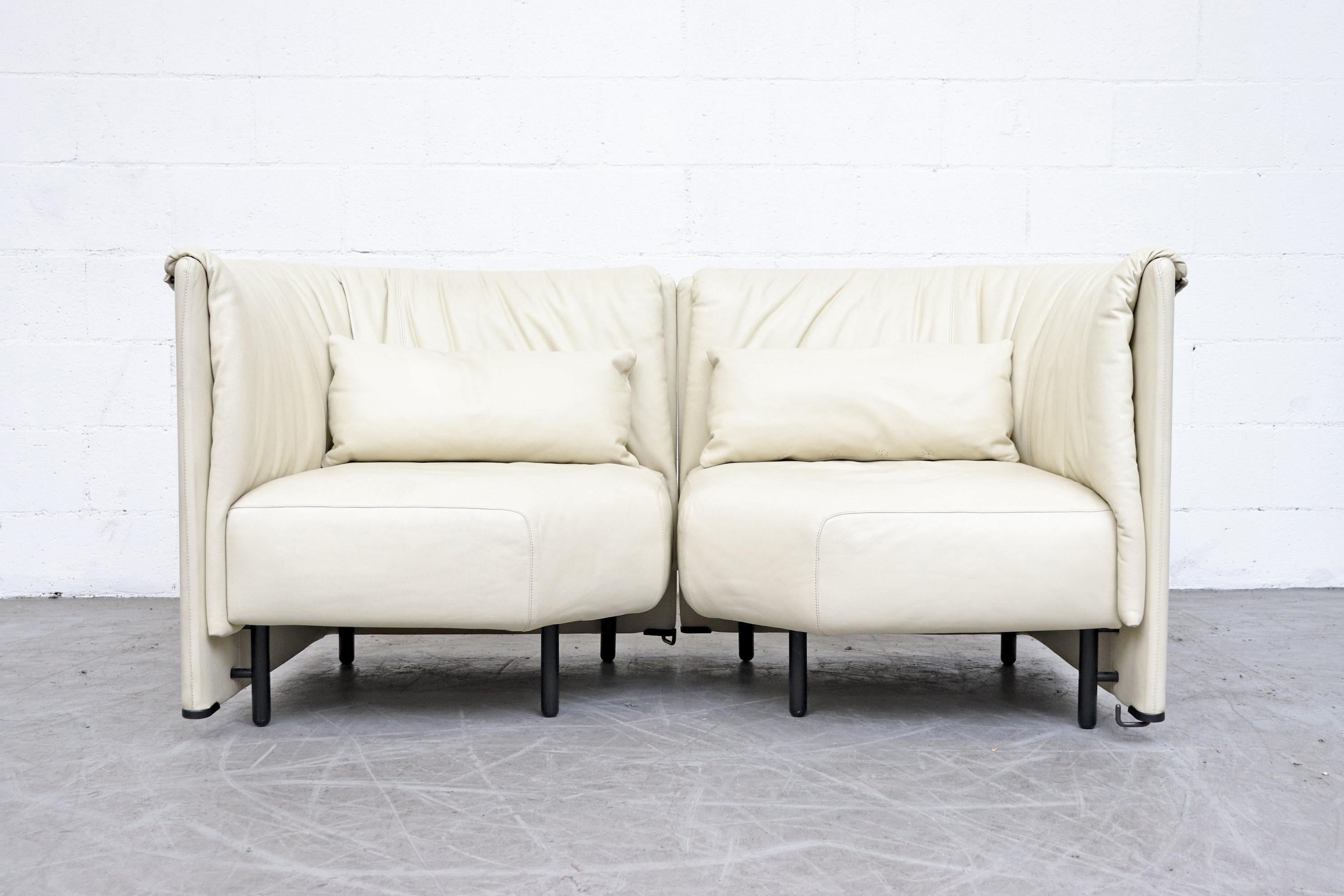 Stühle aus weißem Leder Piero de Martini für Cassina 