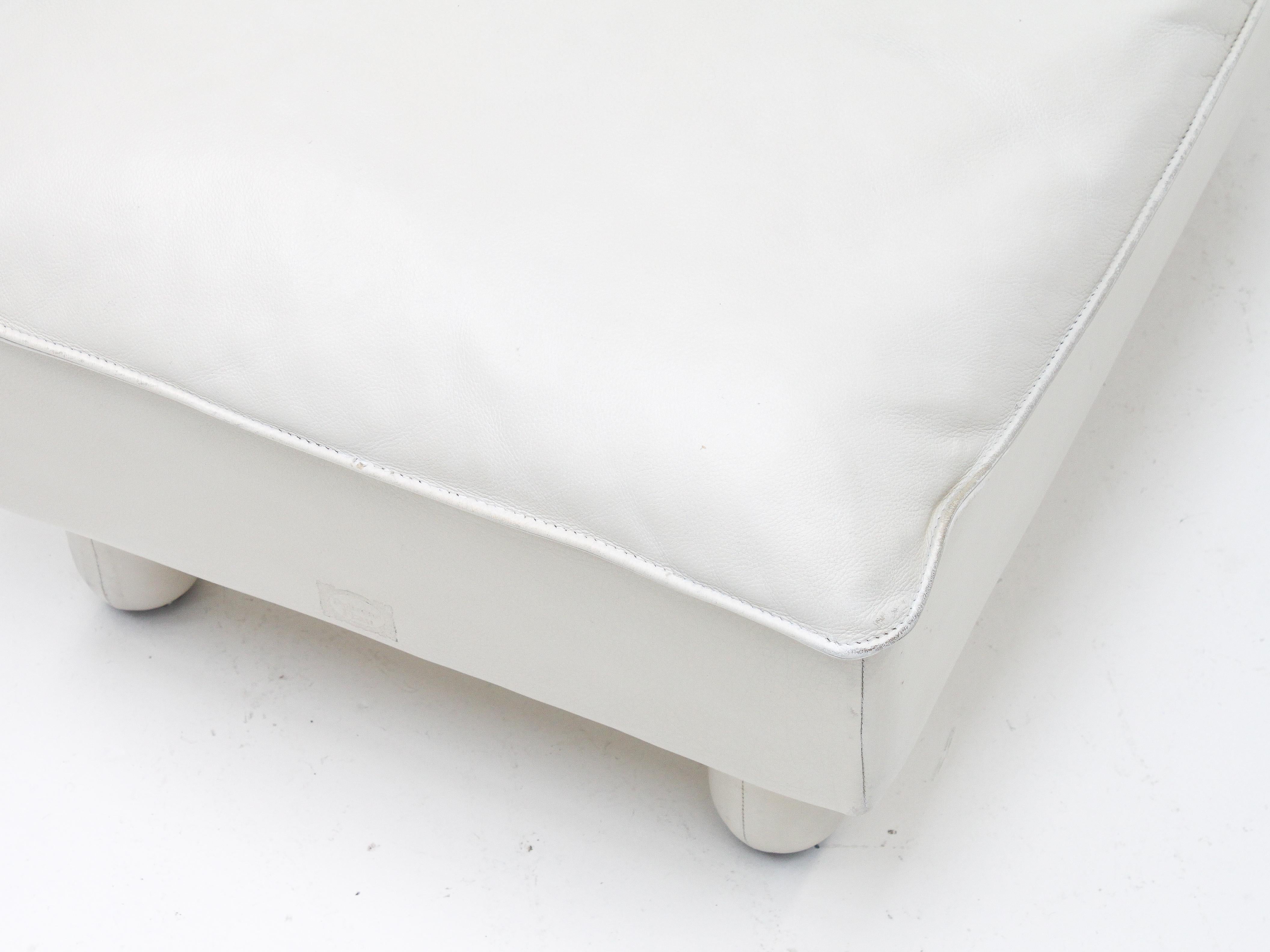 White Leather Pouf/Footstool by 