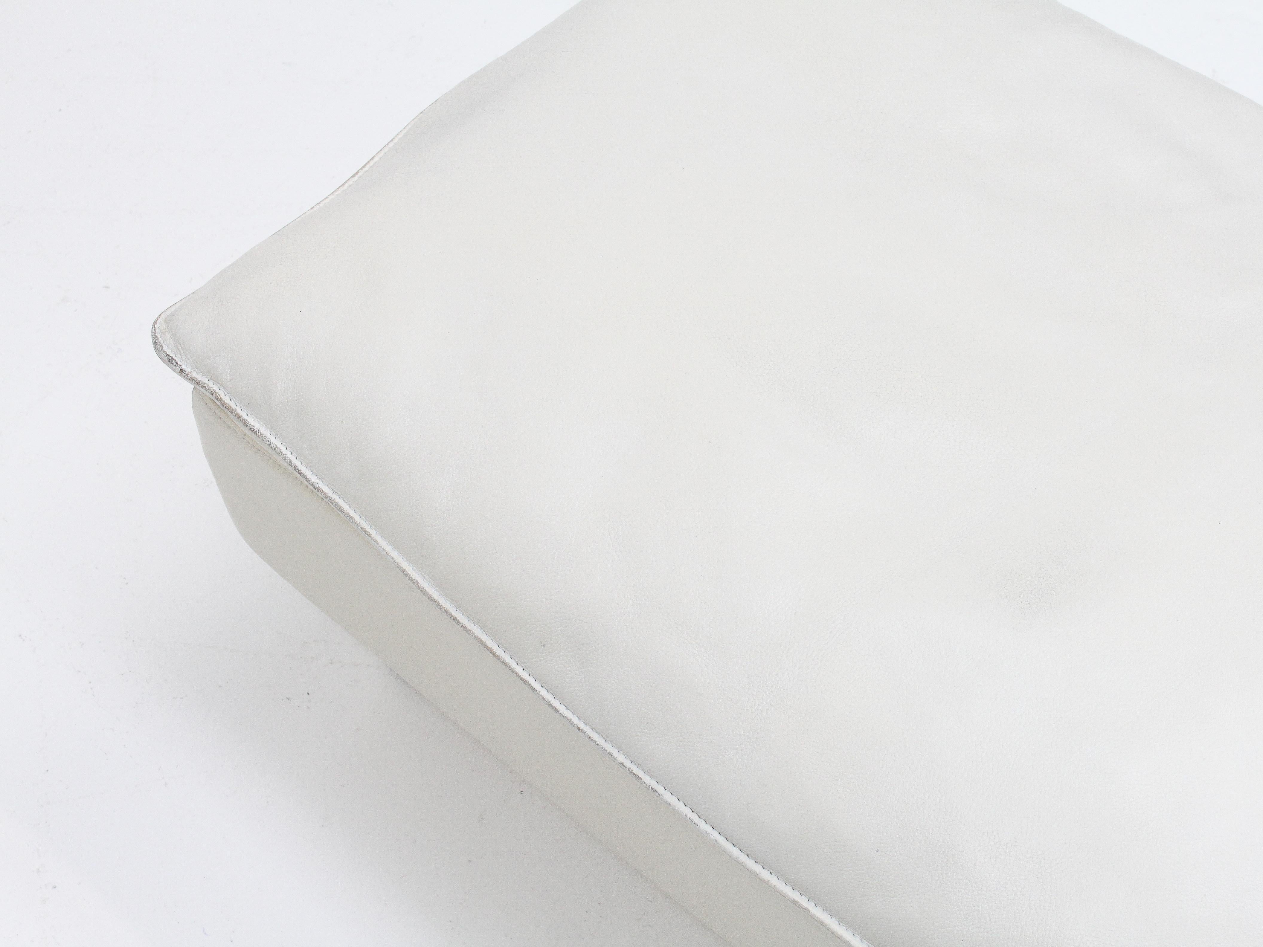 20th Century White Leather Pouf/Footstool by 