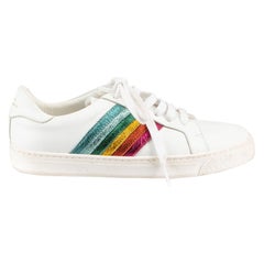 Zapatillas de rayas arco iris de piel blanca talla IT 36