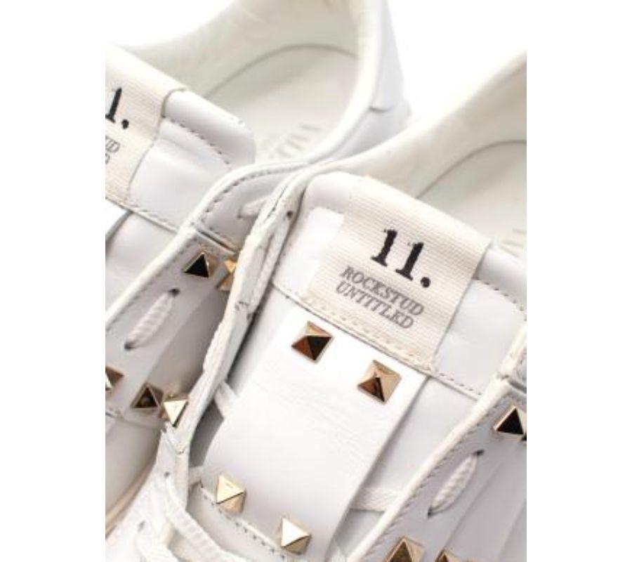 Valentino White Leather Rockstud Sneakers For Sale 2
