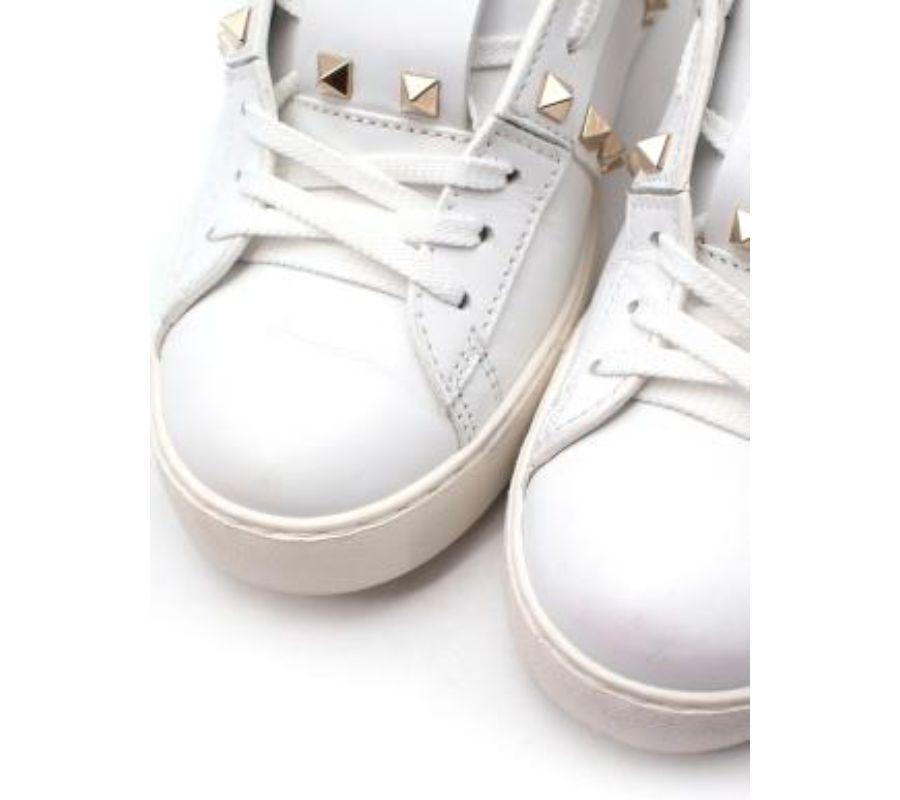 Valentino White Leather Rockstud Sneakers For Sale 3