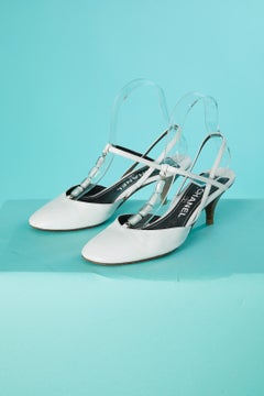 White leather sandals with glass beads Chanel