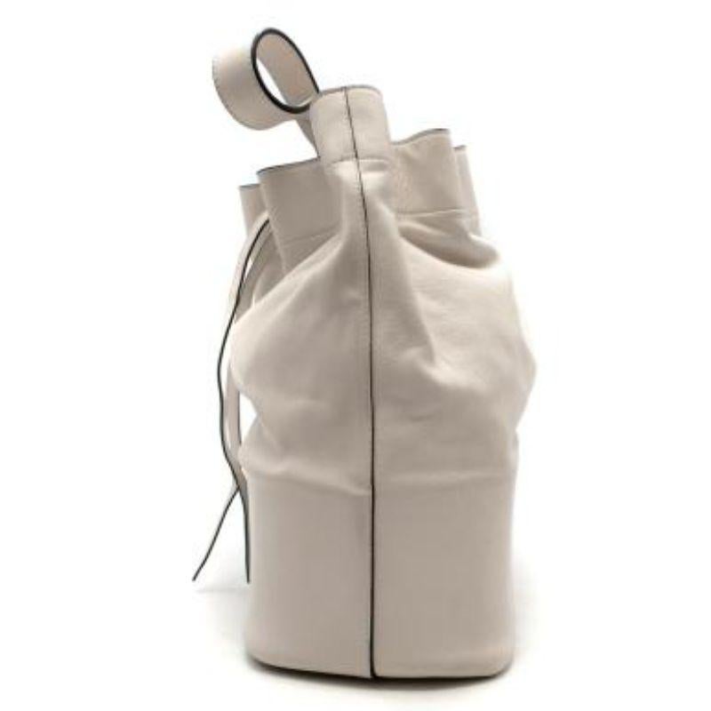 white leather bucket bag