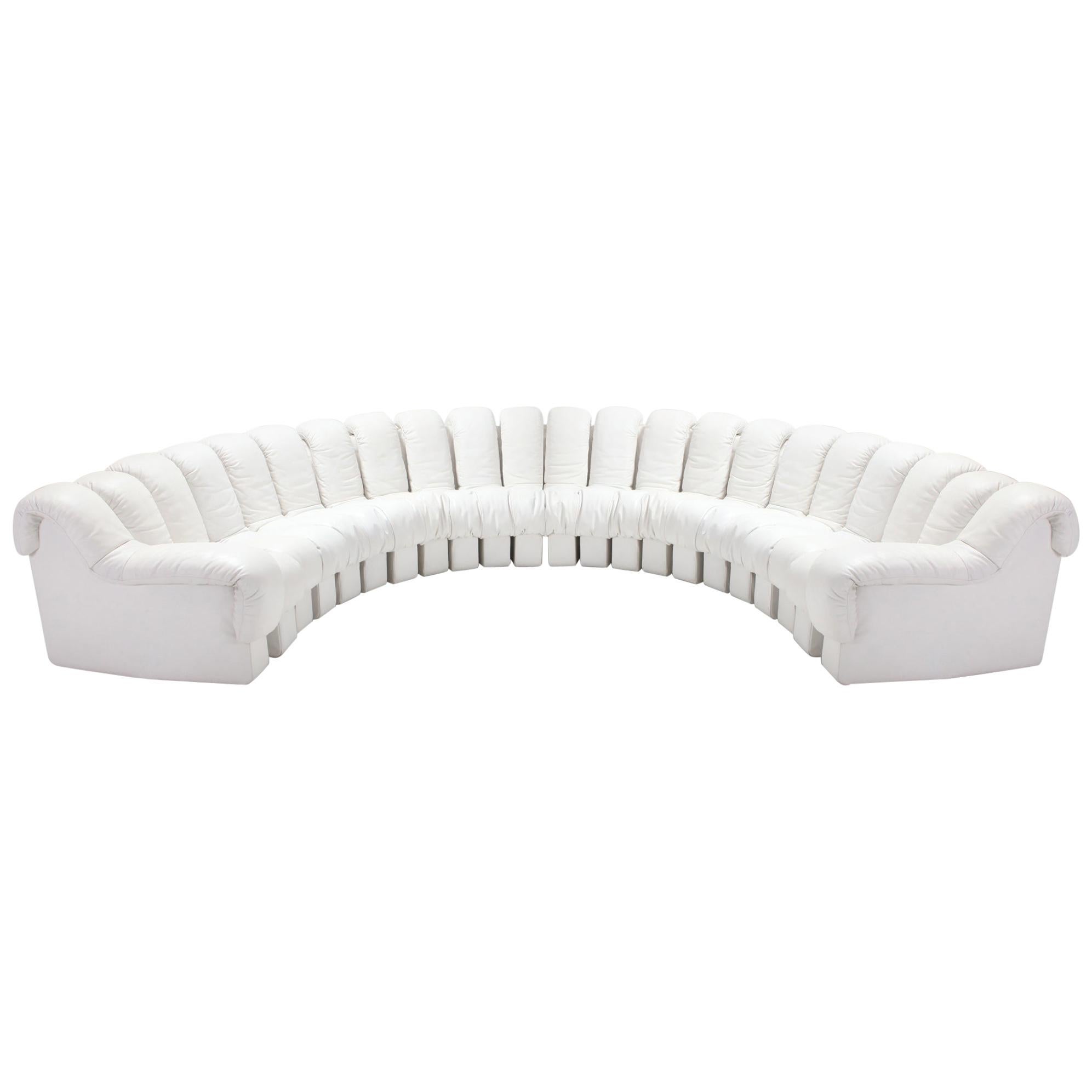 White Leather Sectional Sofa DS-600 by De Sede Switzerland in White Leather