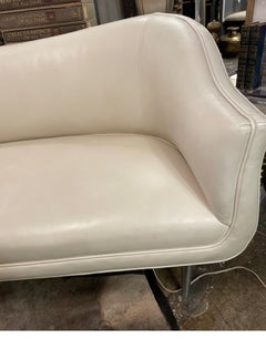 Sofá de cuero blanco de Edward Wormly