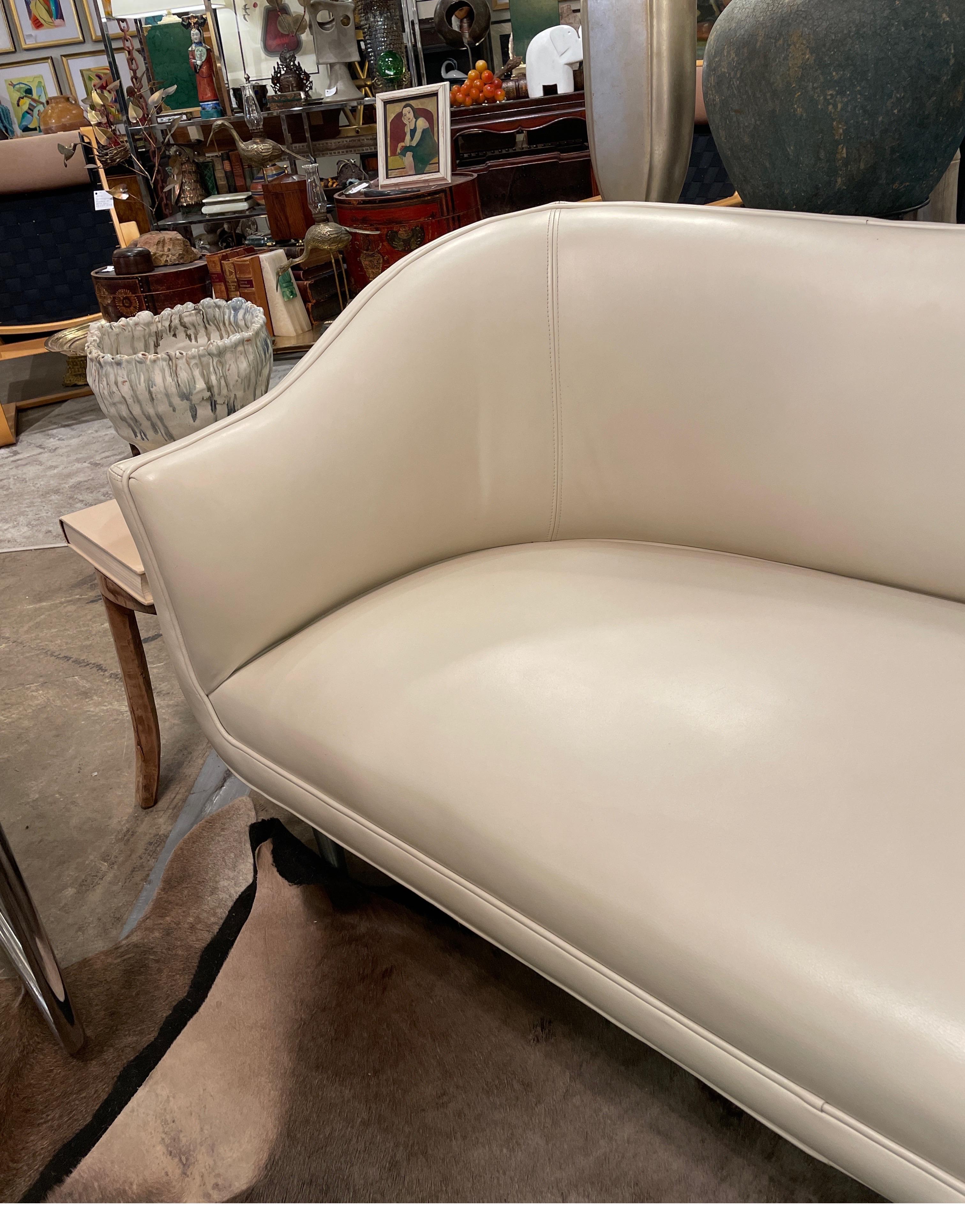 American White leather settee by Edward Wormly For Sale