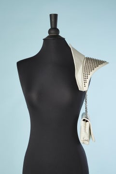 White leather shoulder bag with chain and double flap Christian Louboutin