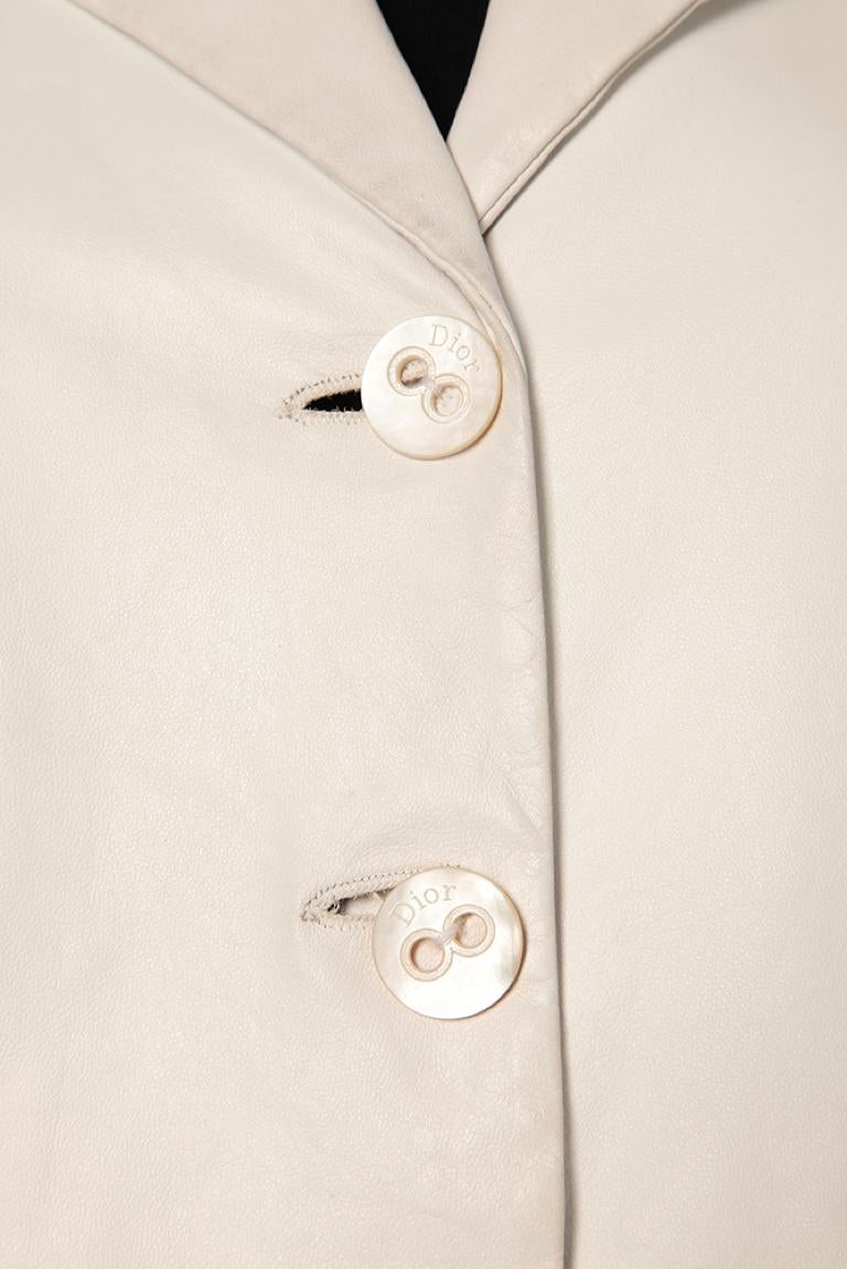 White leather single breasted jacket Christian Dior For Sale at 1stDibs