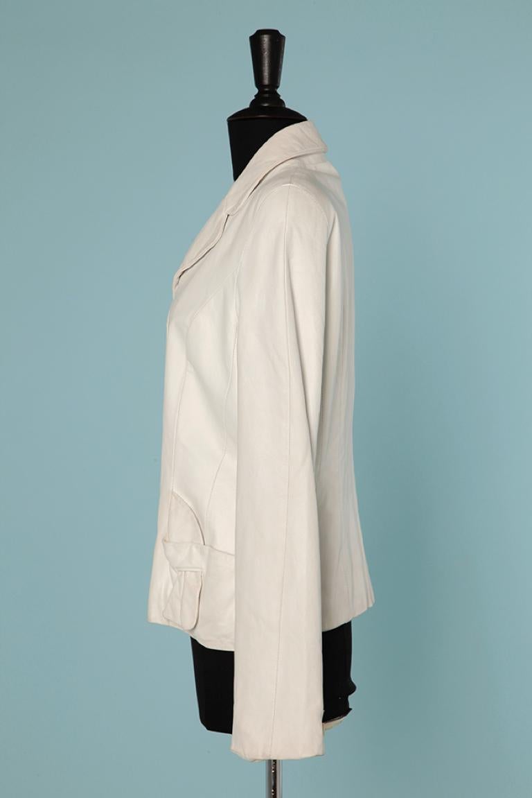 Christian Dior - Veste à simple boutonnage en cuir blanc  État moyen - En vente à Saint-Ouen-Sur-Seine, FR