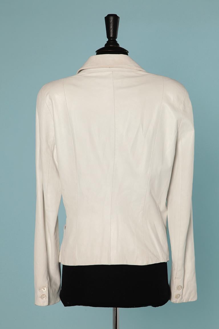 Christian Dior - Veste à simple boutonnage en cuir blanc  Pour femmes en vente