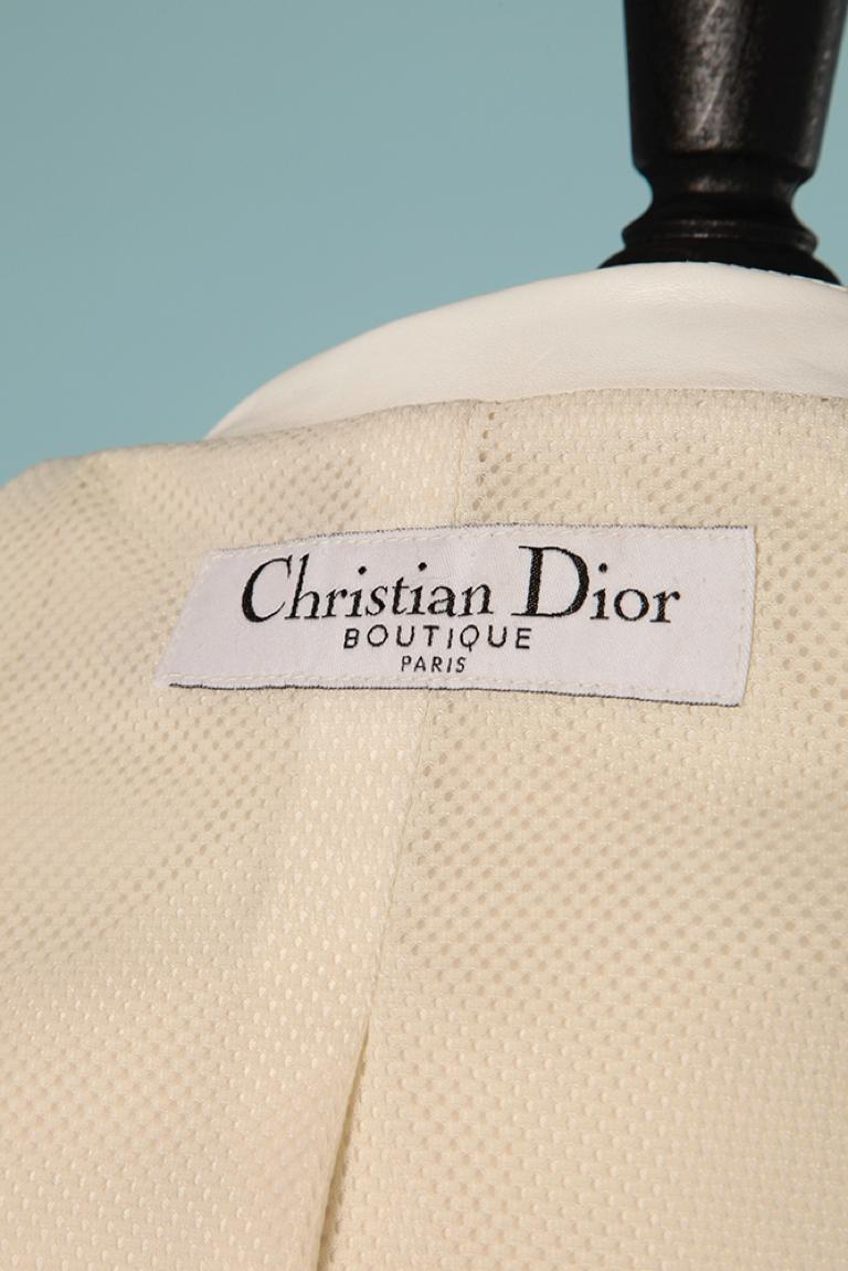 Christian Dior - Veste à simple boutonnage en cuir blanc  en vente 1