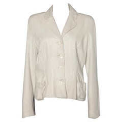 Christian Dior - Veste à simple boutonnage en cuir blanc