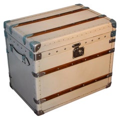 Retro White Leather Steamer Trunk, Small White Leather Trunk