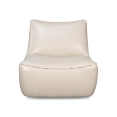White Leather Swivel Slipper Chair