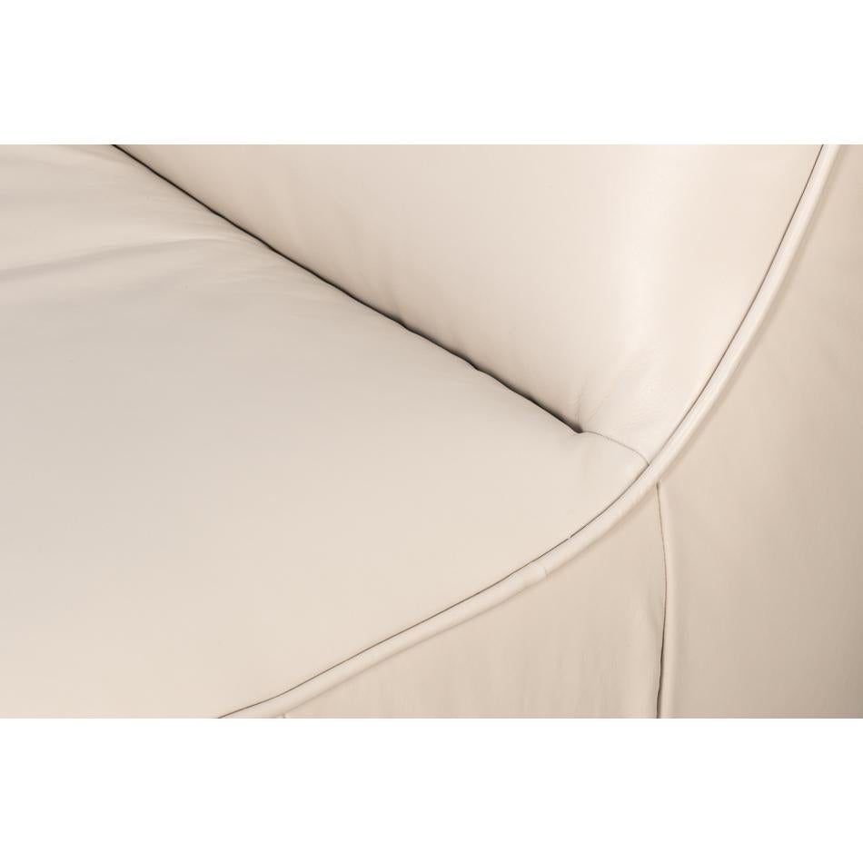 White Leather Swivel Slipper Chair In New Condition For Sale In Westwood, NJ