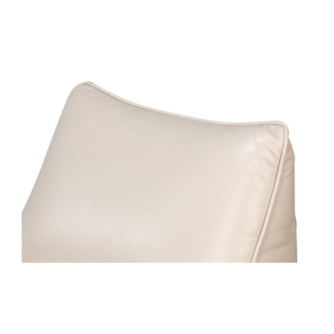 White Leather Swivel Slipper Chair For Sale 1