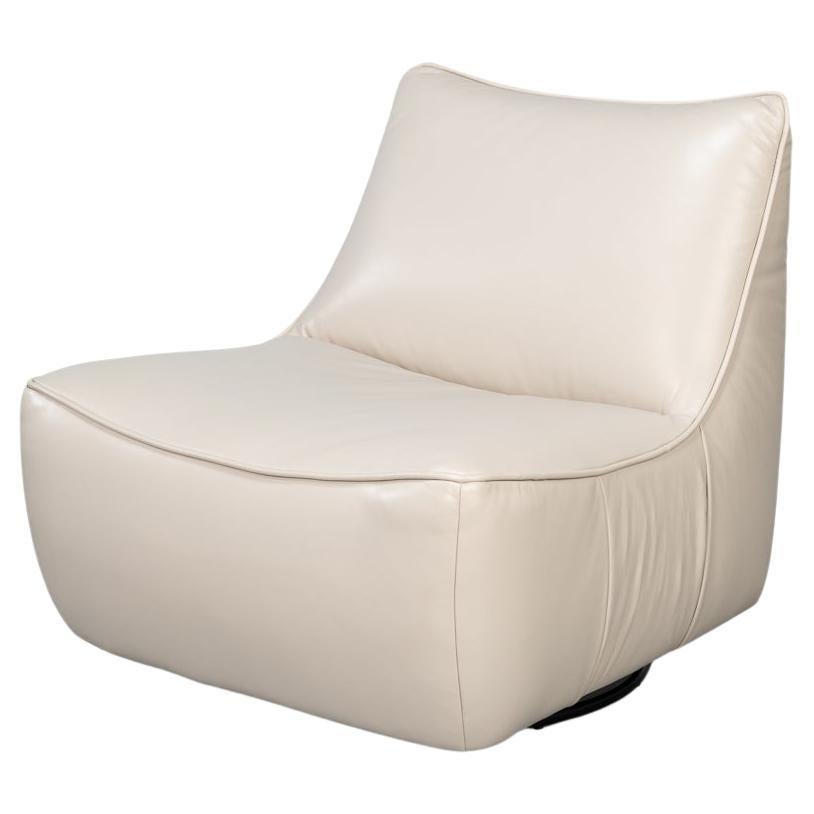 Silla deslizante giratoria de cuero blanco