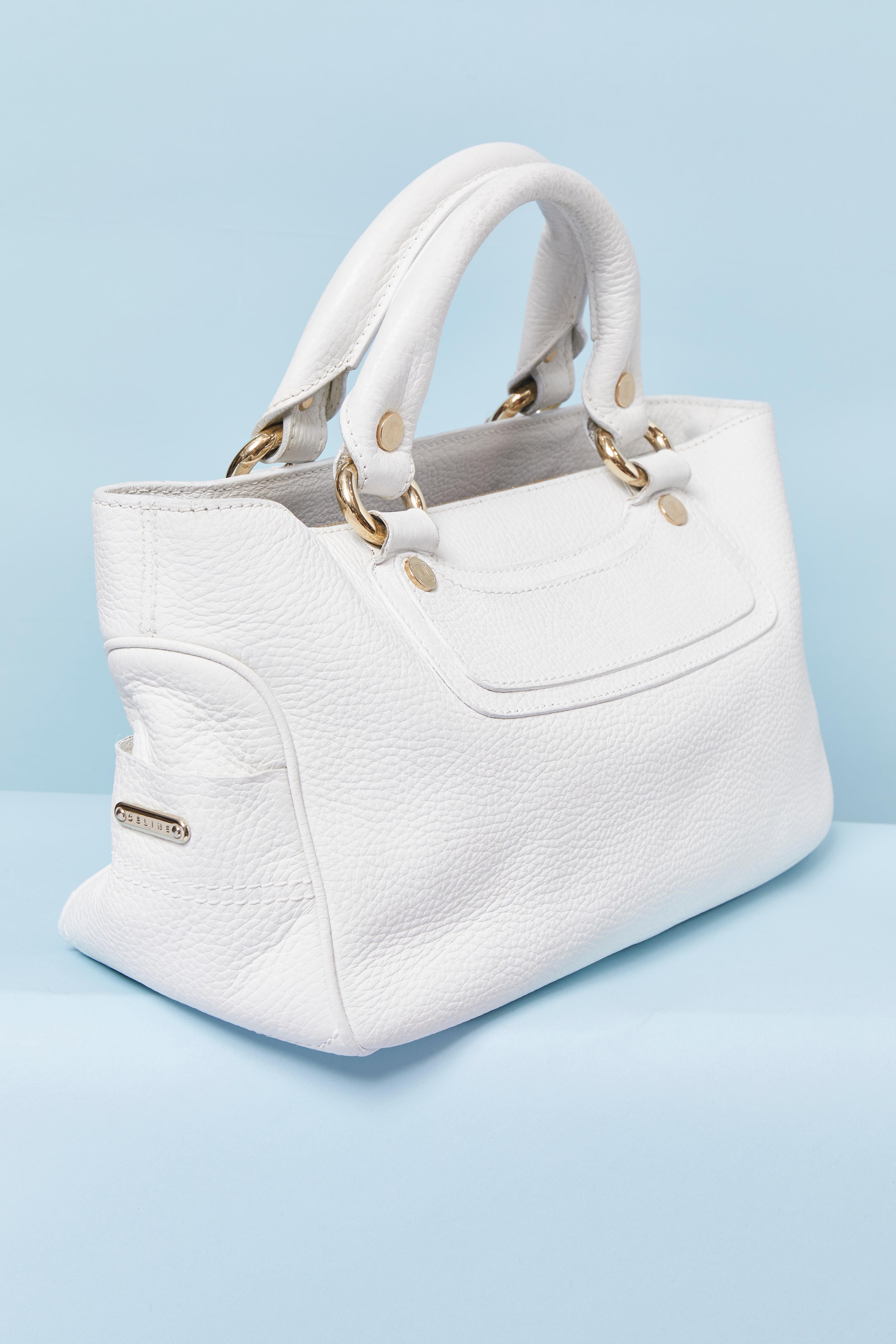 Grigio Borsa in pelle bianca con manico superiore CELINE in vendita