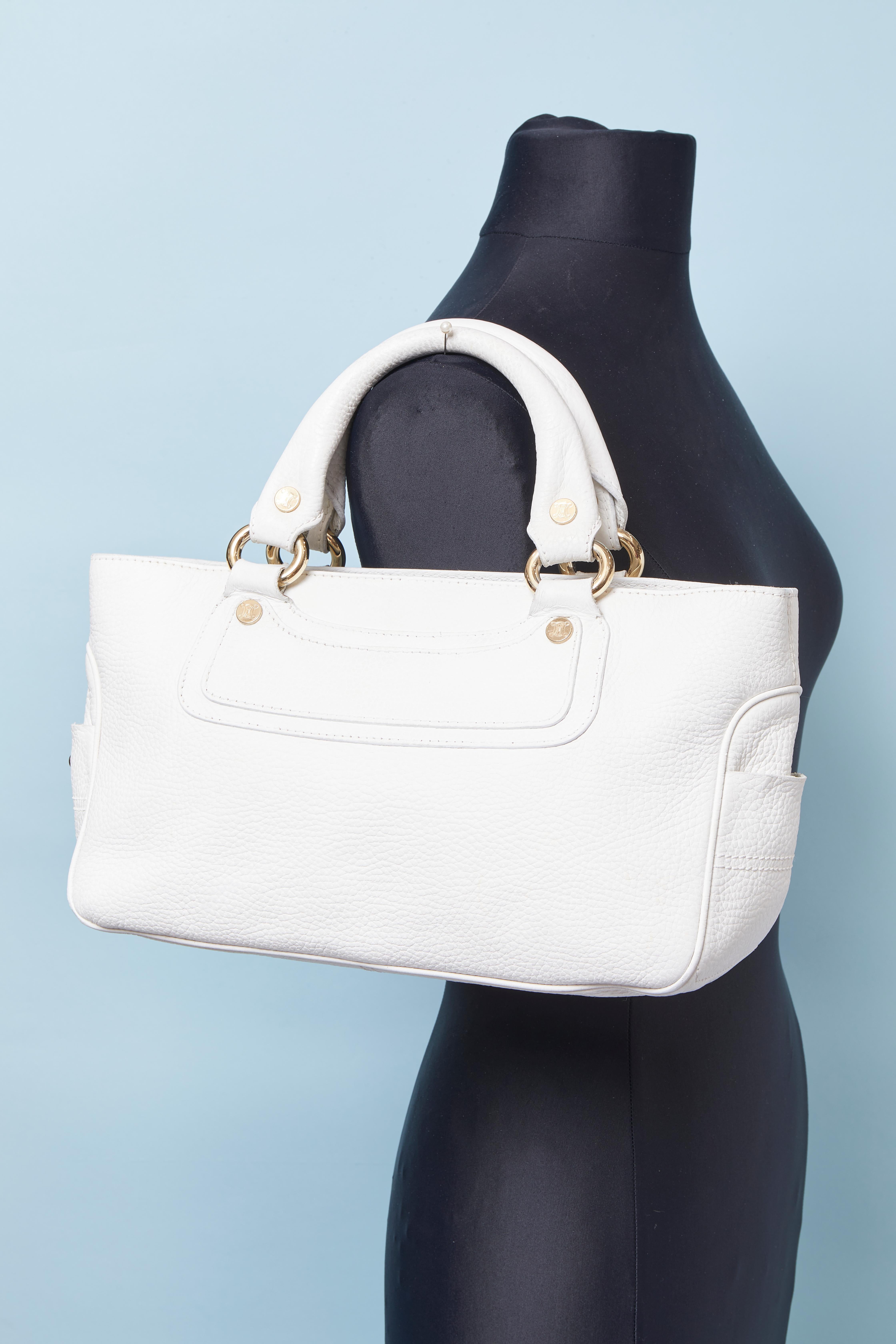 Borsa in pelle bianca con manico superiore CELINE in vendita 2