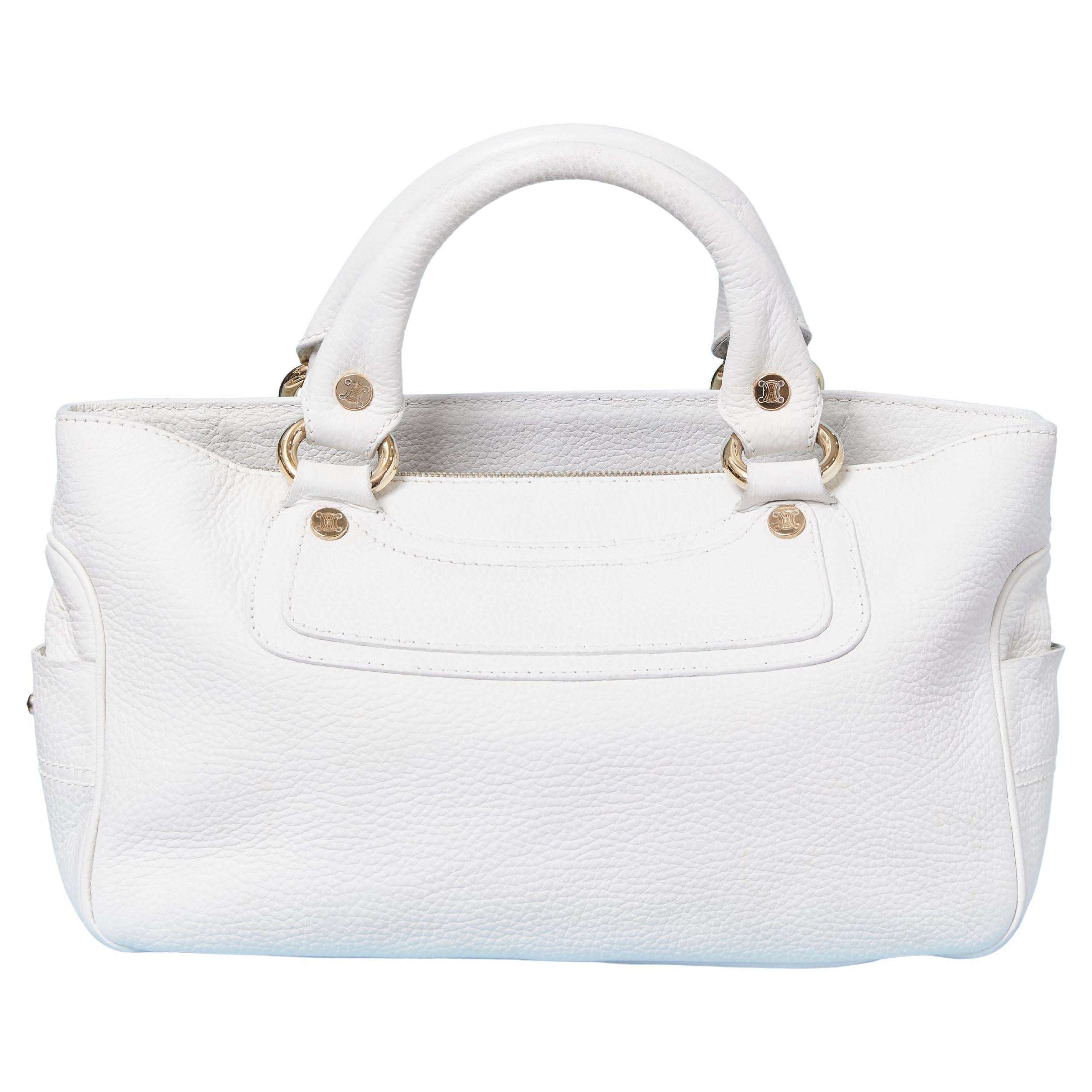 Borsa in pelle bianca con manico superiore CELINE in vendita