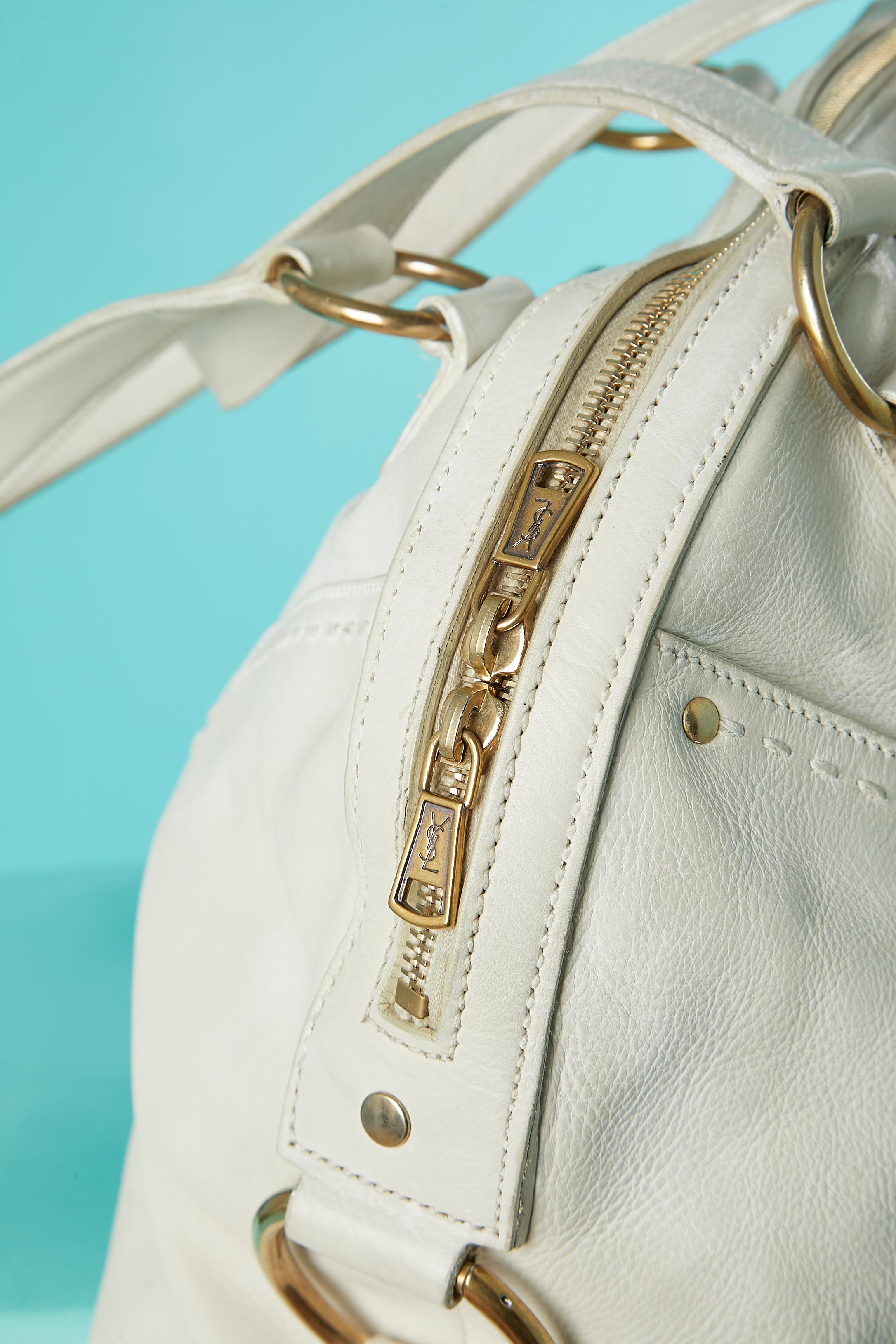 Donna Borsa con manico in pelle bianca 