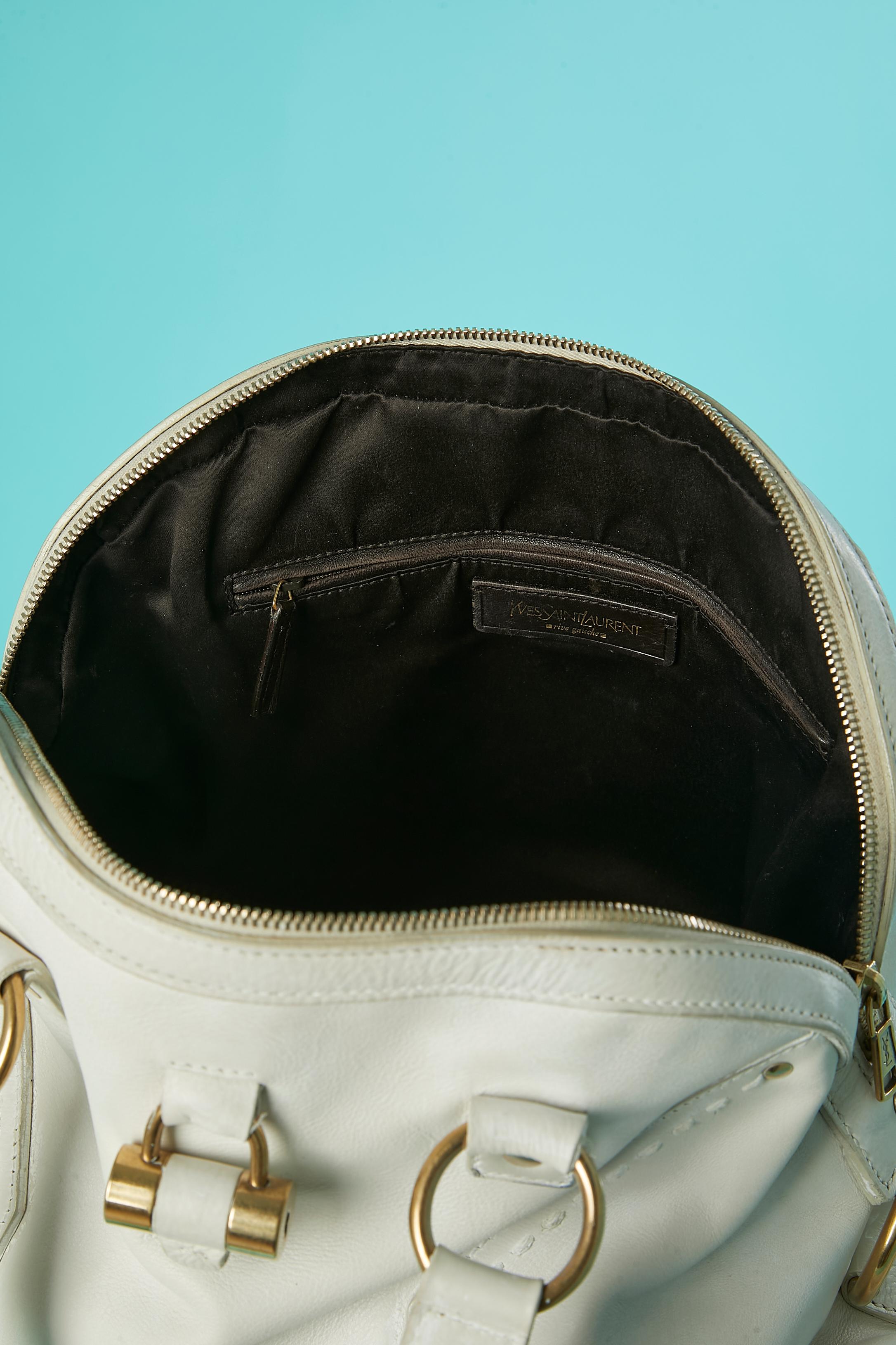 Borsa con manico in pelle bianca 