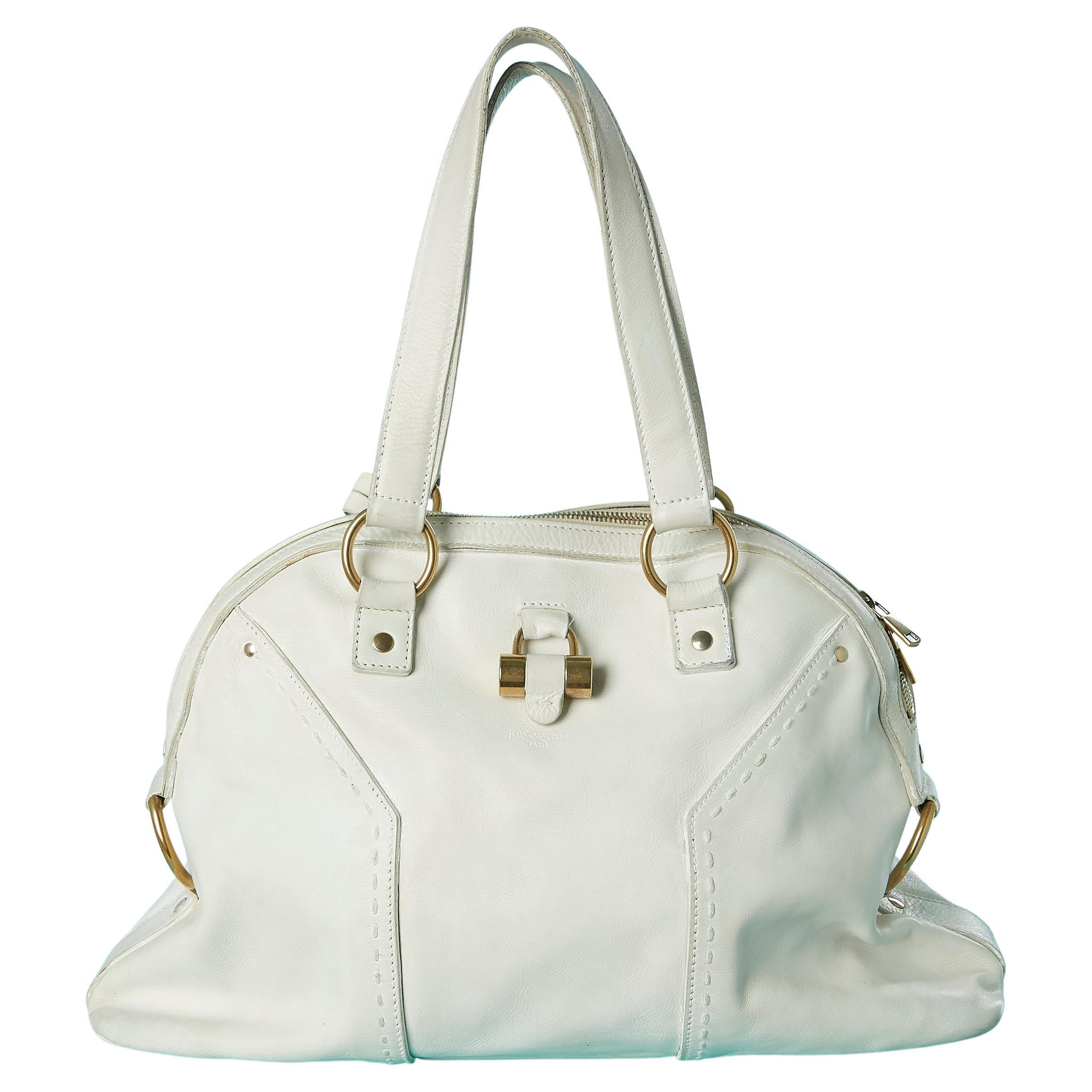 White leather top handle bag "MUSE"  Yves Saint Laurent Rive Gauche
