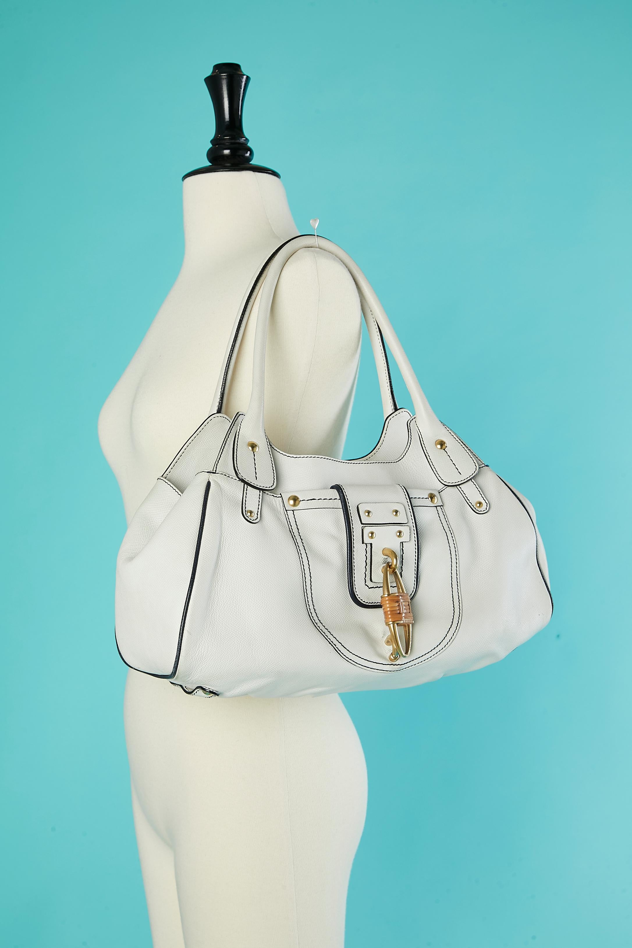Women's White leather top handle bag Salvatore Ferragamo For Sale
