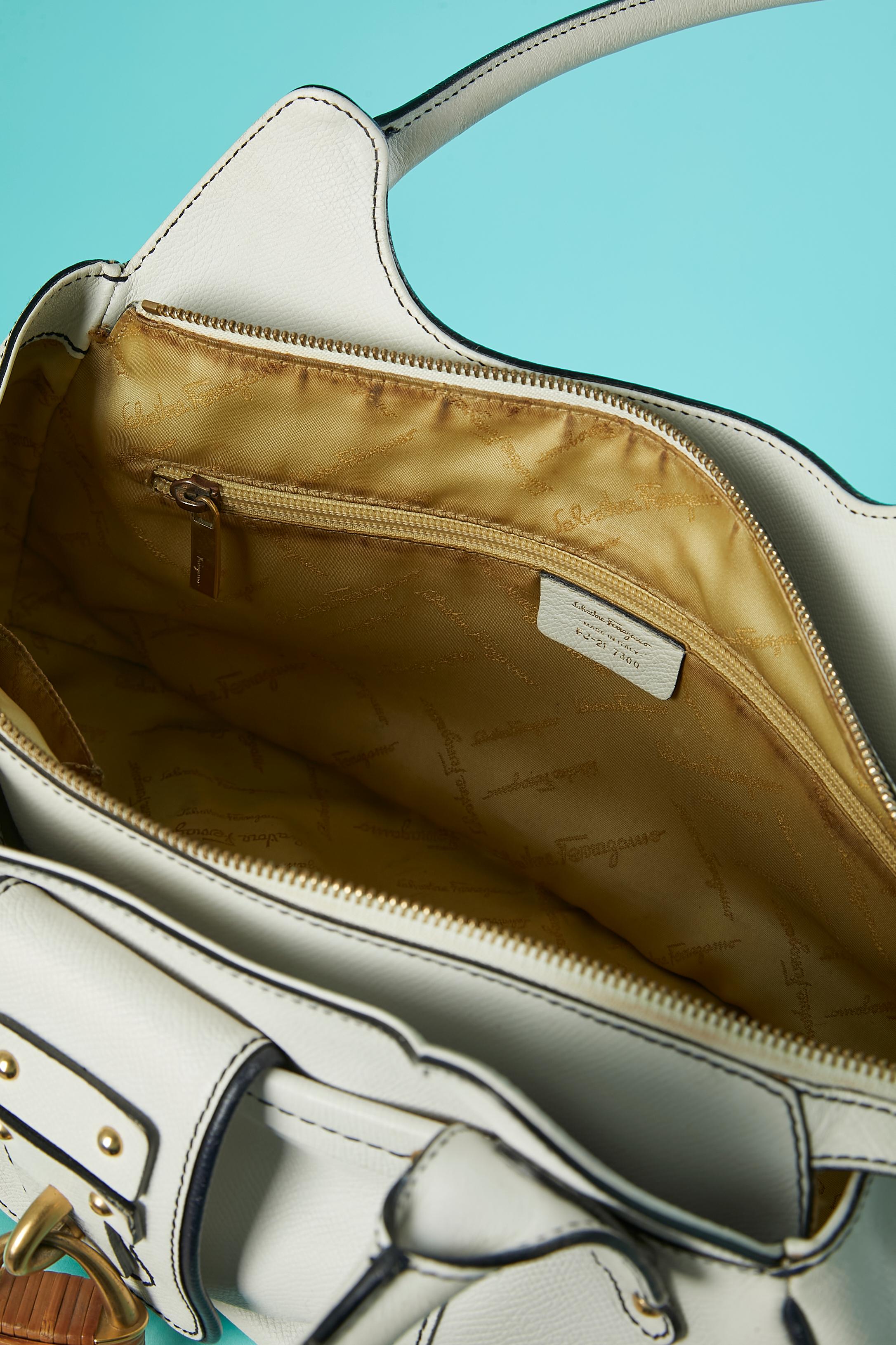 White leather top handle bag Salvatore Ferragamo  For Sale 2