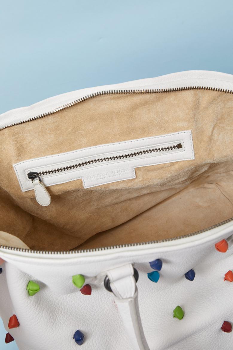White leather top handle bag with multicolor knot BOTTEGA VENETA en vente 2