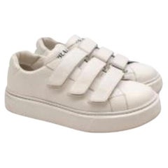 White Leather Velcro Trainers