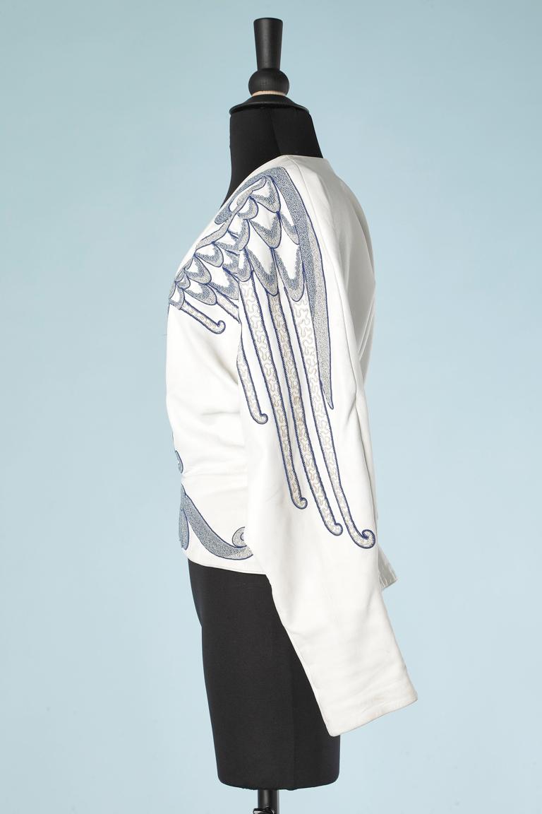 White leather wrap evening jacket with threads embroideries Jean-Claude Jitrois  2