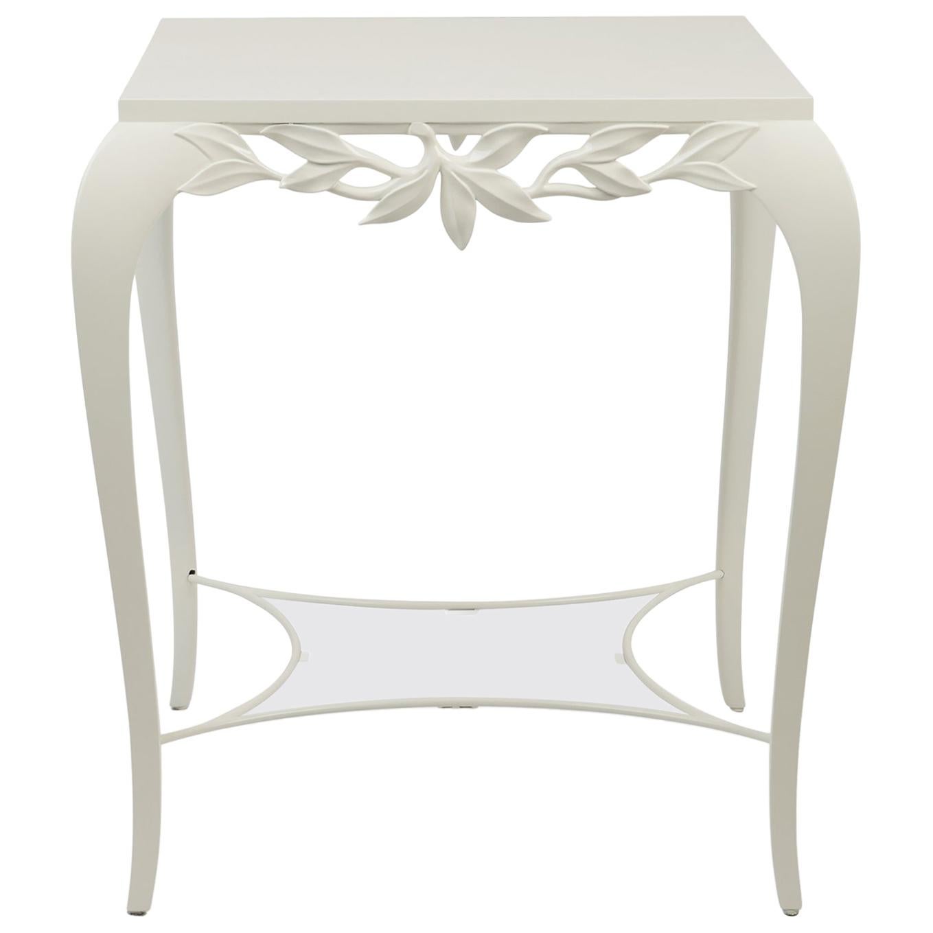 White Leaves Side Table
