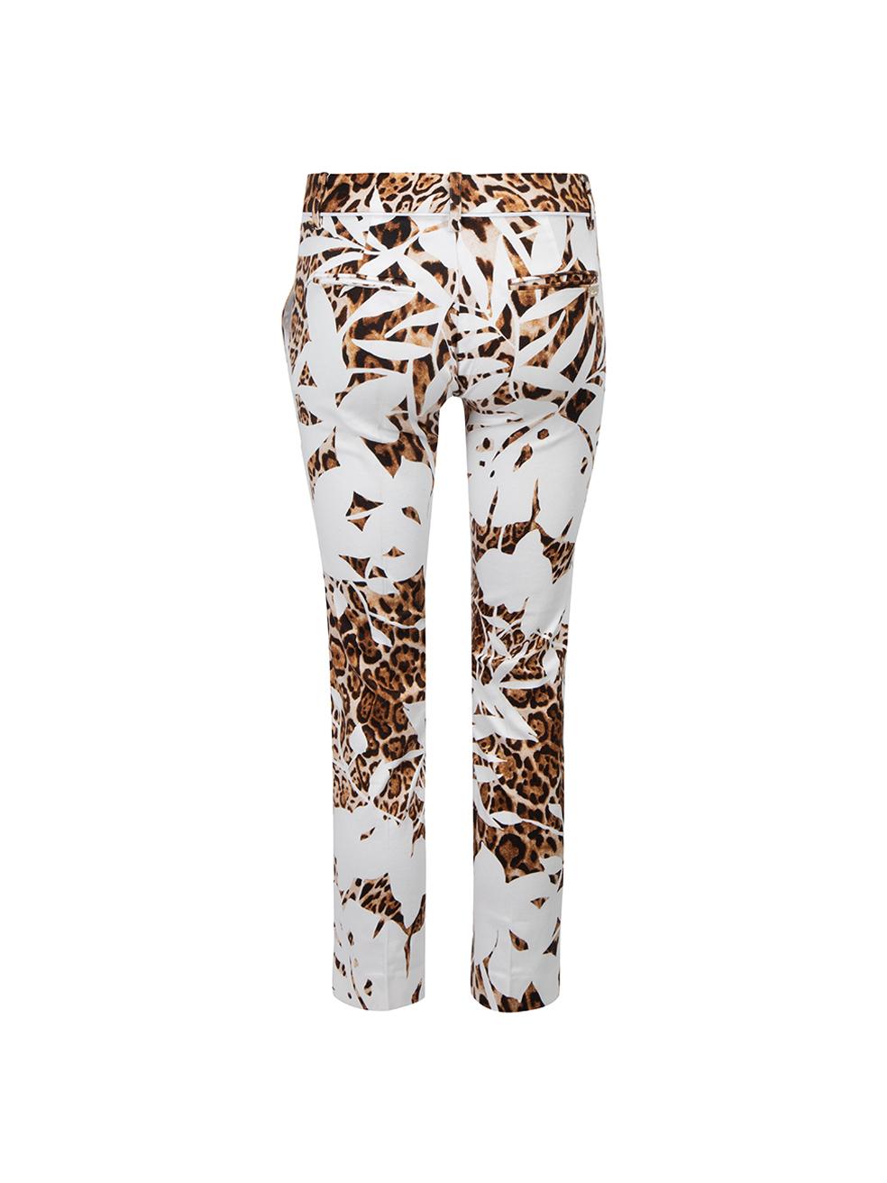 White Leopard Print Cropped Trousers Size XS In Good Condition In London, GB