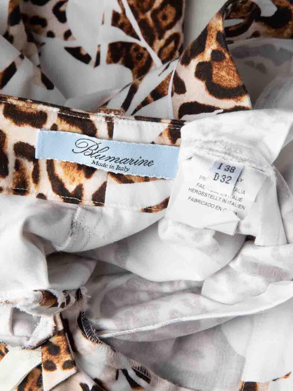 Women's White Leopard Print Cropped Trousers Size XS