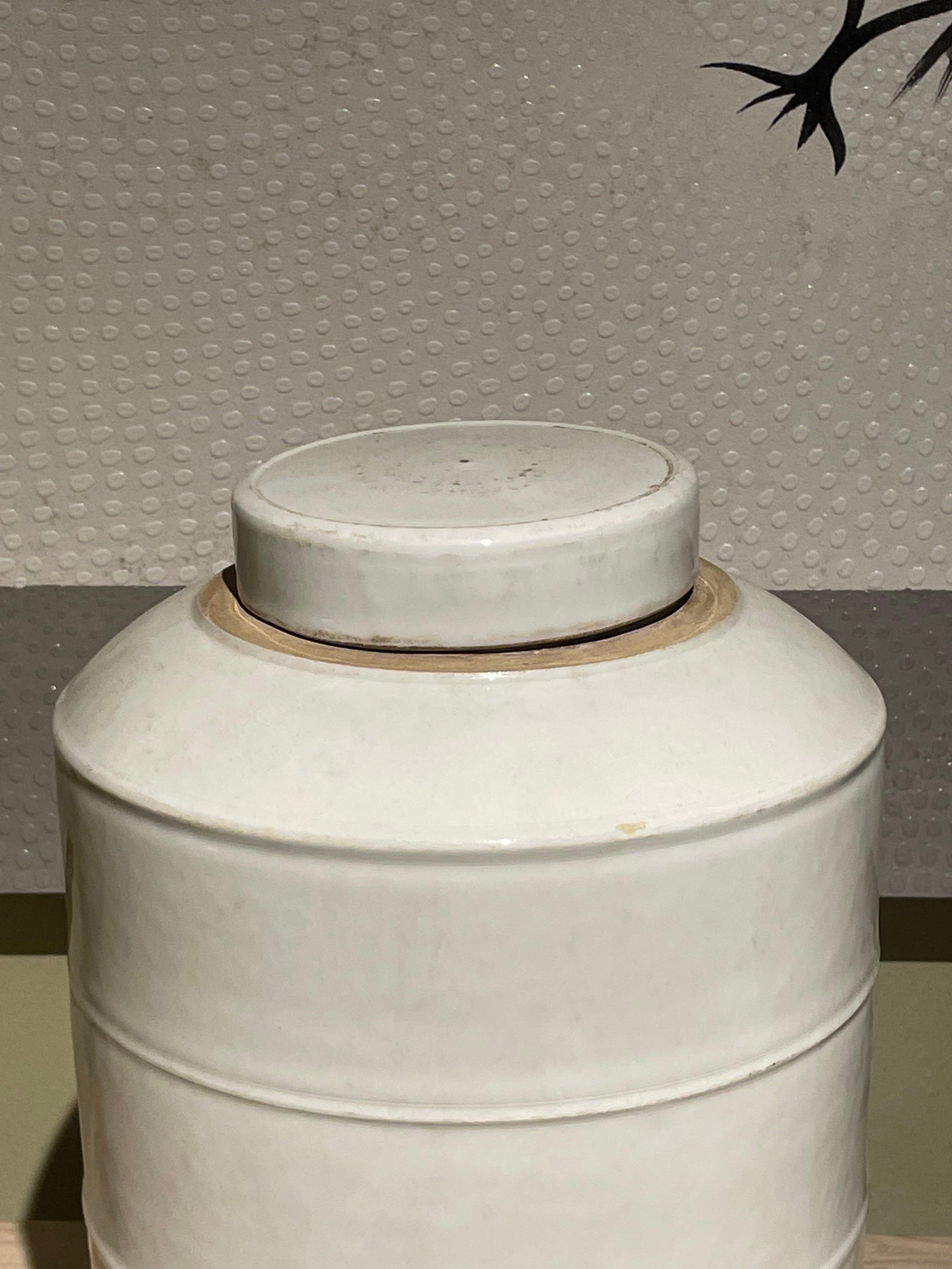 White Lidded Pair of Canisters, China, Contemporary In New Condition For Sale In New York, NY