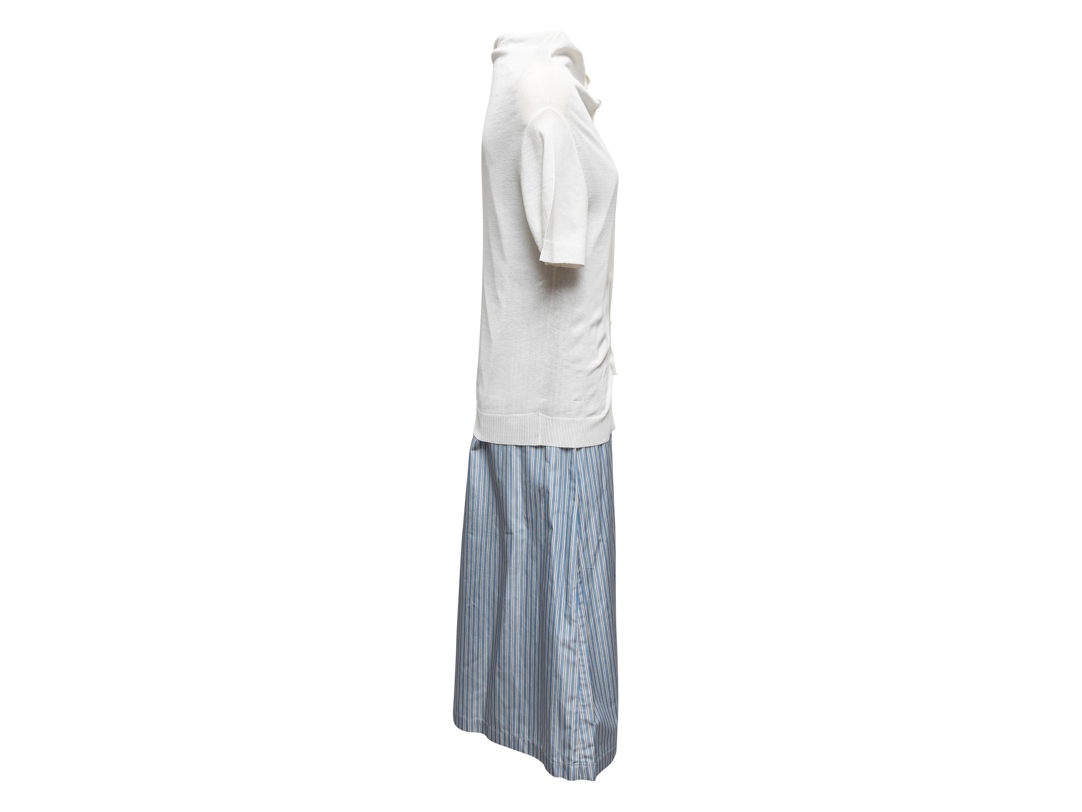 White & Light Blue Tricot Comme Des Garcons Layered Dress Size US S In Good Condition For Sale In New York, NY