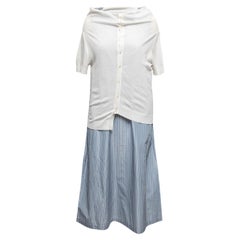 Weißes & hellblaues Tricot Comme Des Garcons mehrlagiges Kleid Größe US S