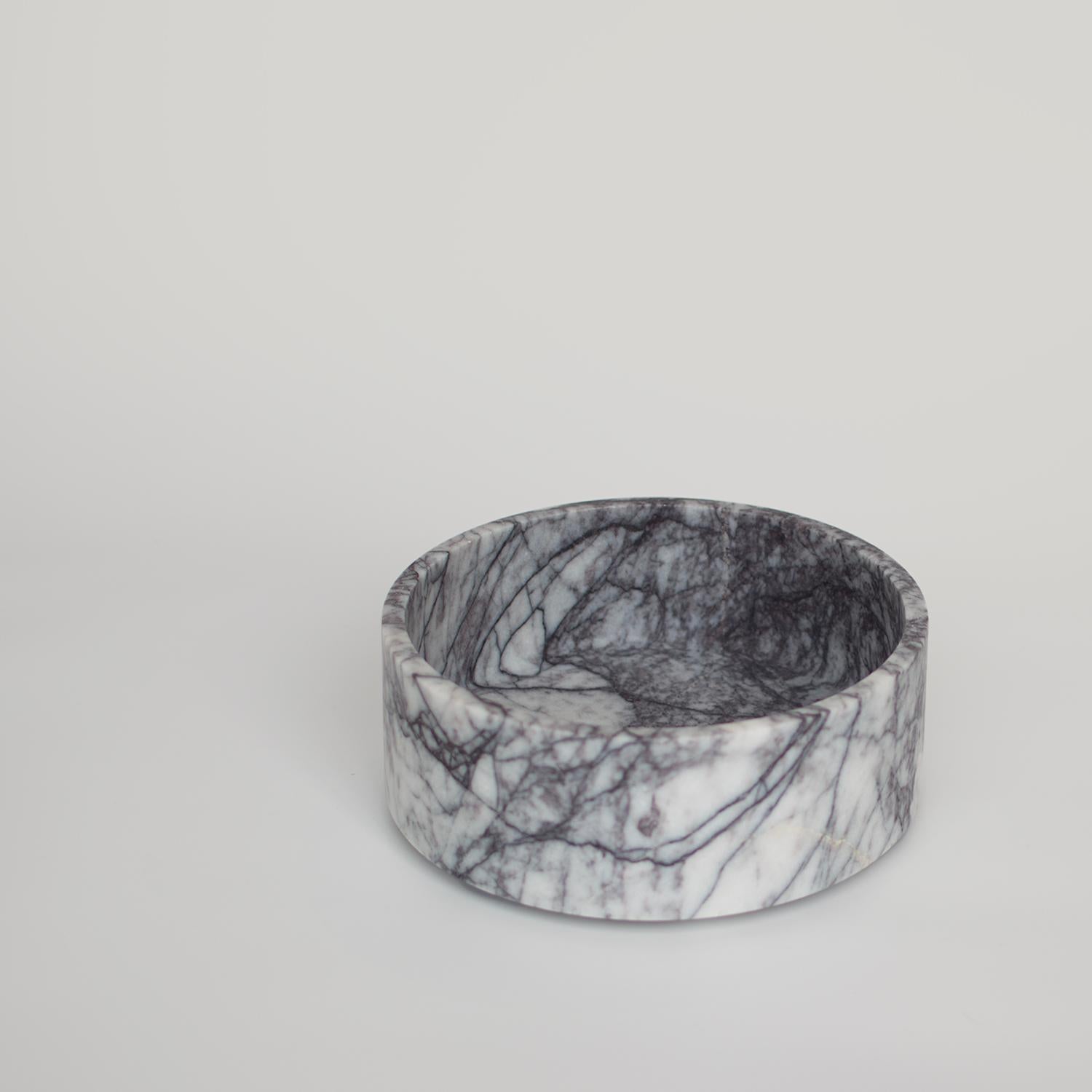 Contemporary White/Lilac Marble Cylinder Bowl For Sale