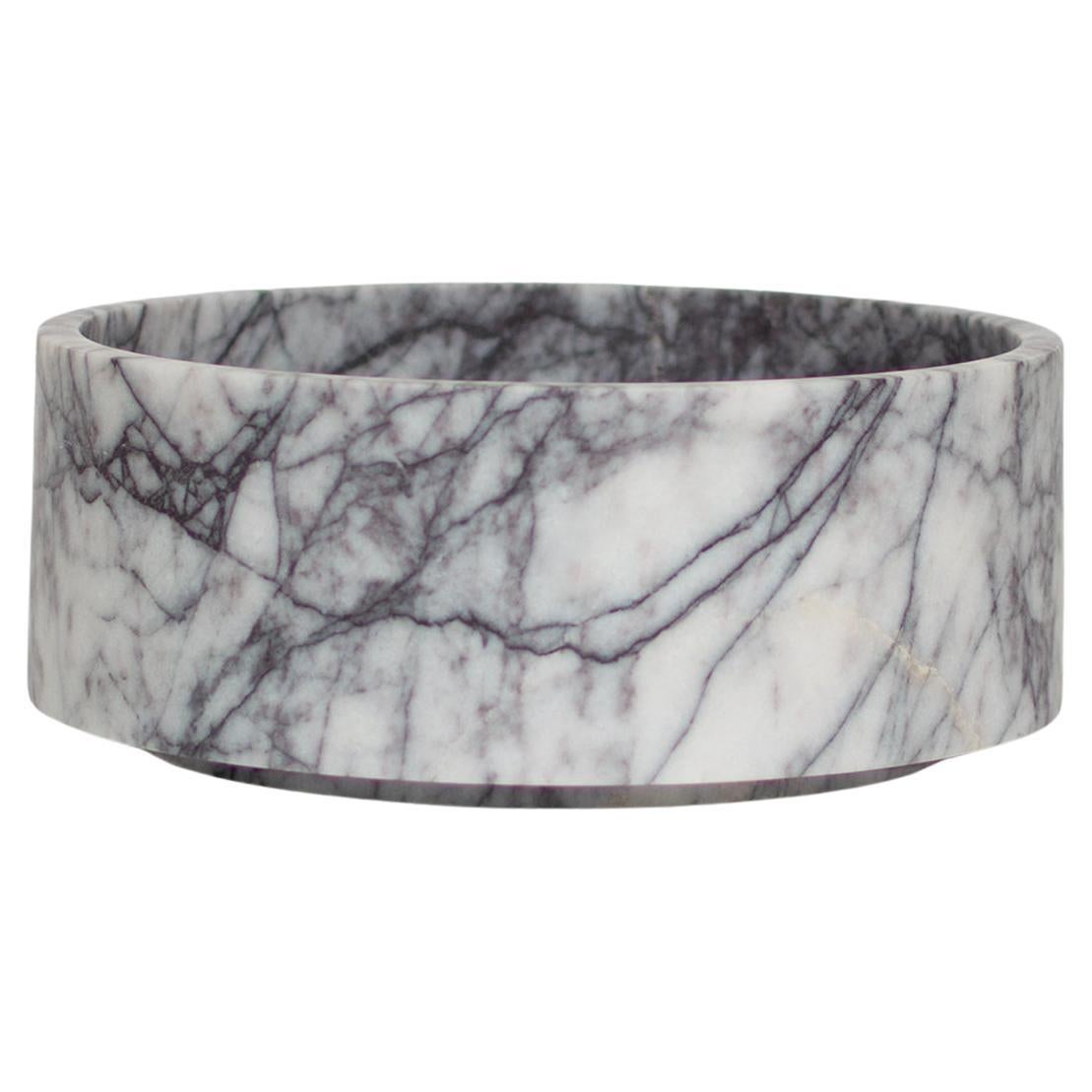 White/Lilac Marble Cylinder Bowl For Sale