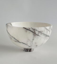 White/Lilac Marble Fruit Bowl