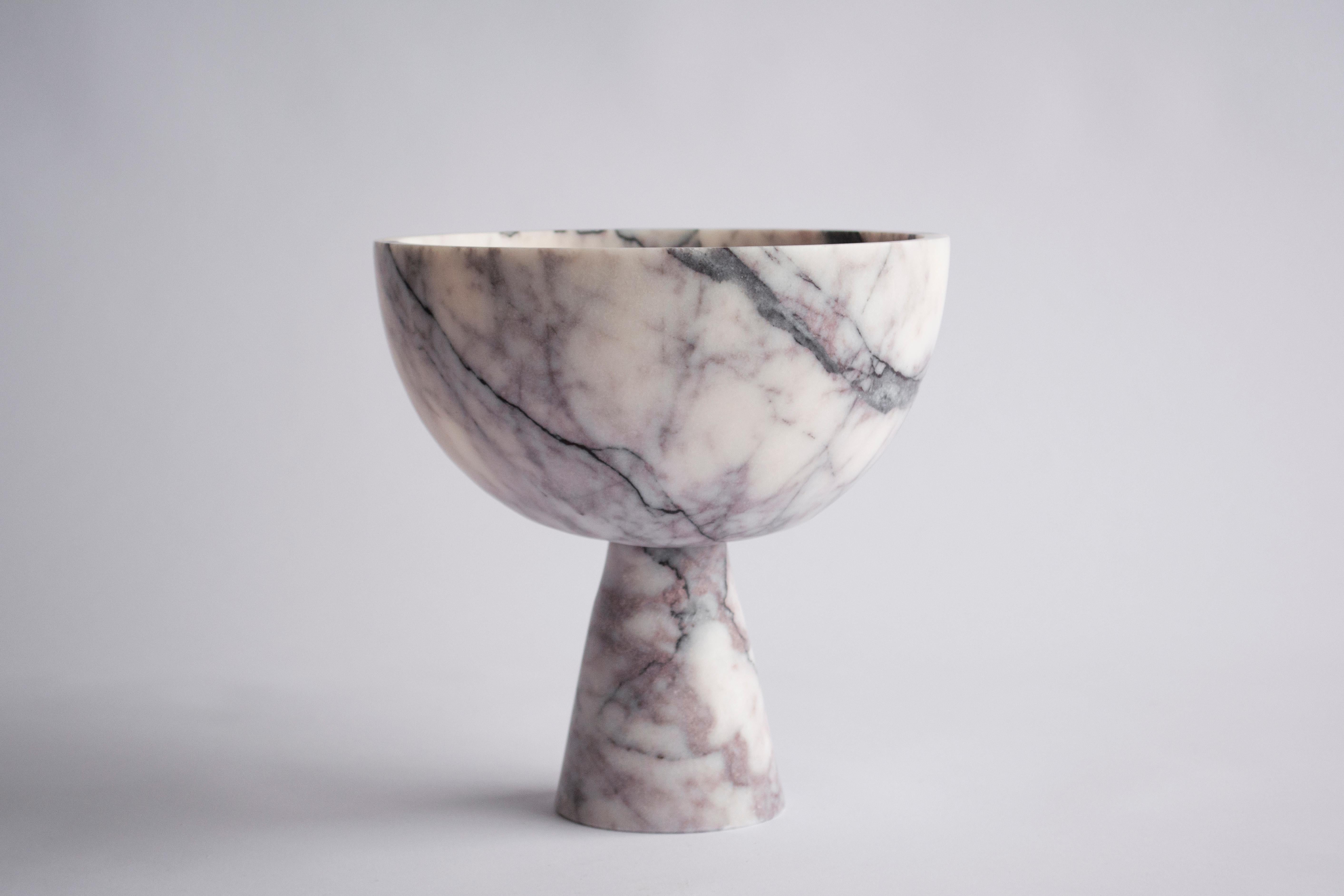 Dutch White/Lilac Marble Pedestal Bowl Large For Sale