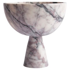 White/Lilac Marble Pedestal Bowl Large