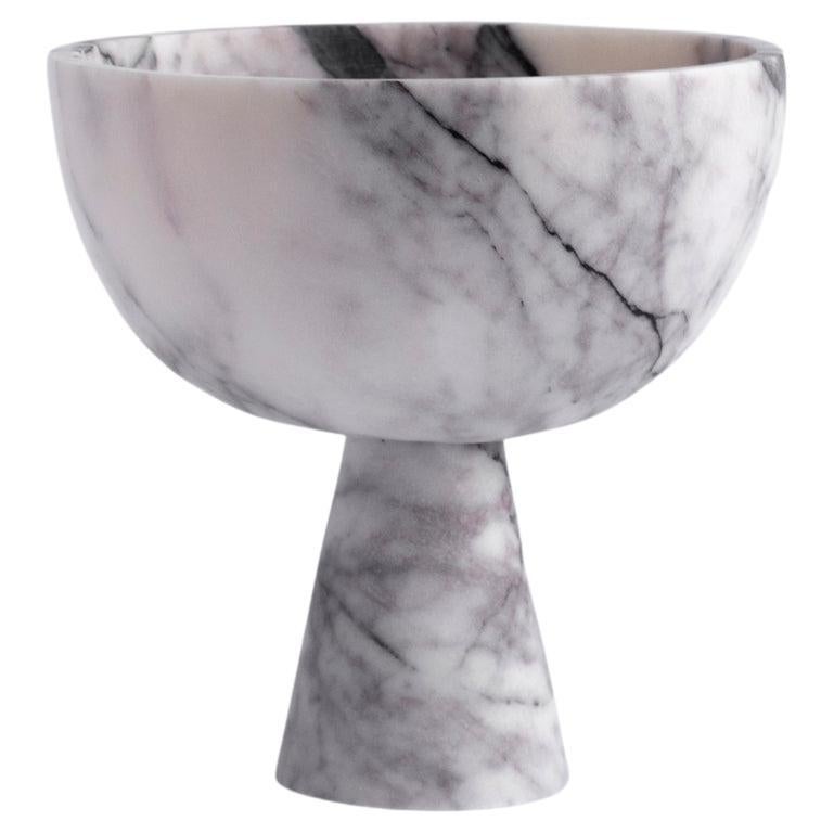 White/Lilac Marble Pedestal Bowl Medium