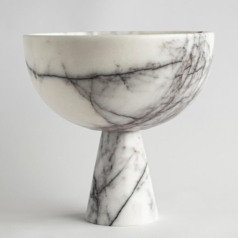 Modern White/Lilac Marble Pedestal Bowl XL