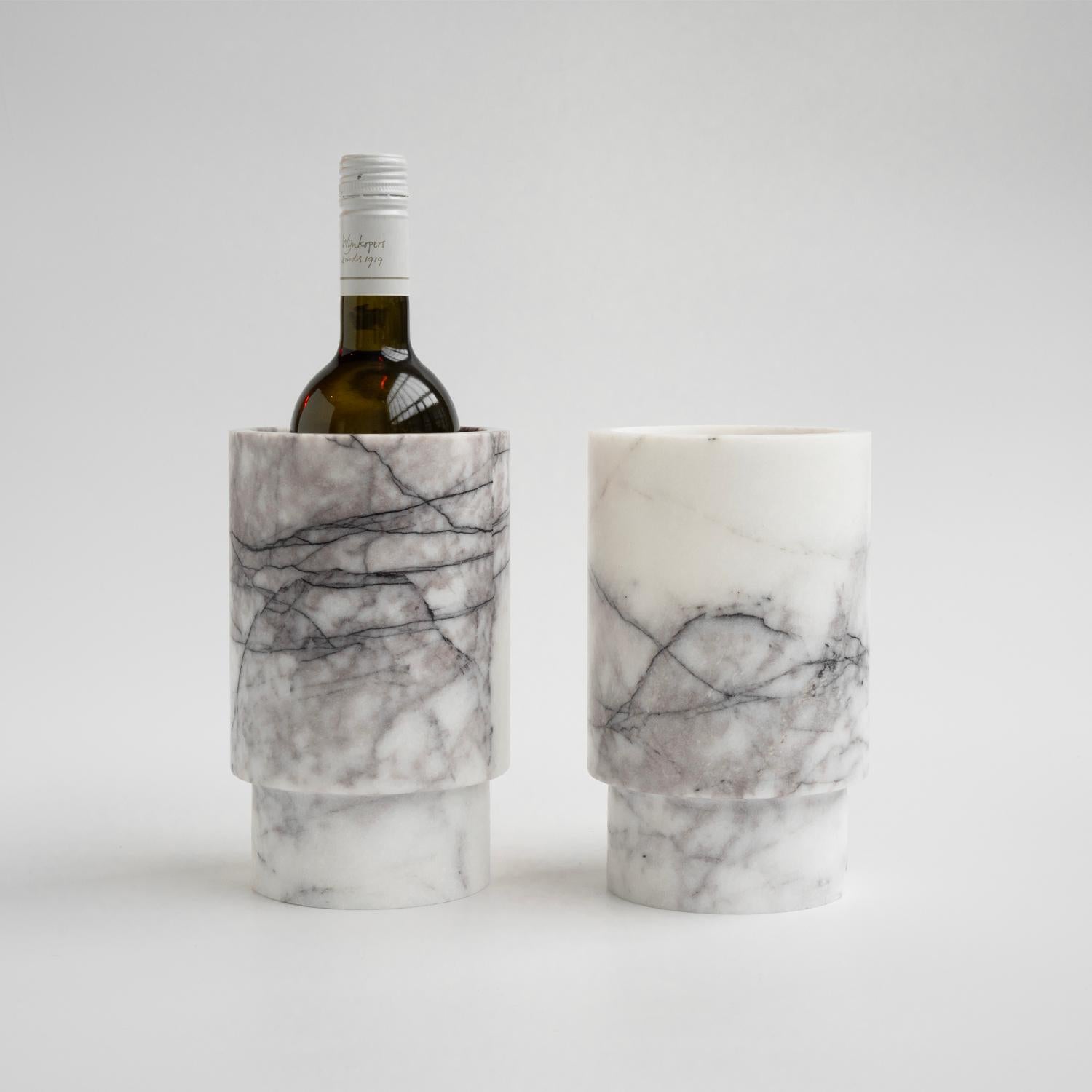 Dutch White Lilac Marble Vase and Wine Cooler For Sale