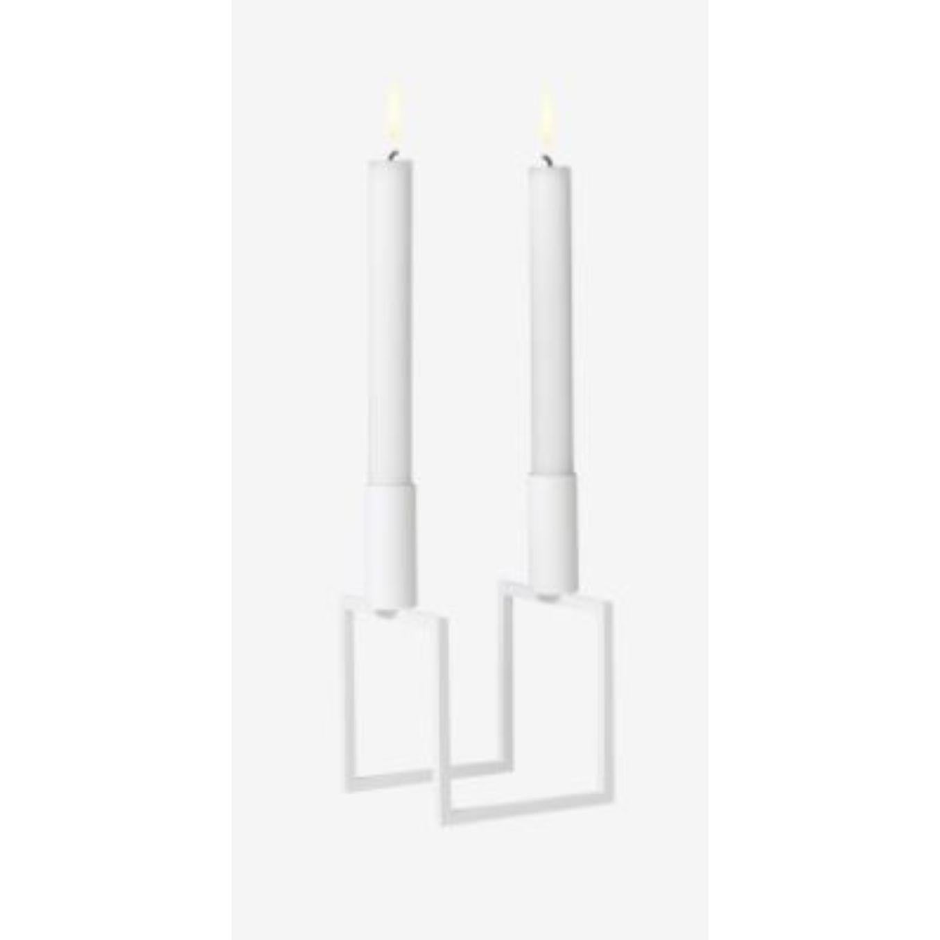 Modern White Line Candle Holder by Lassen For Sale