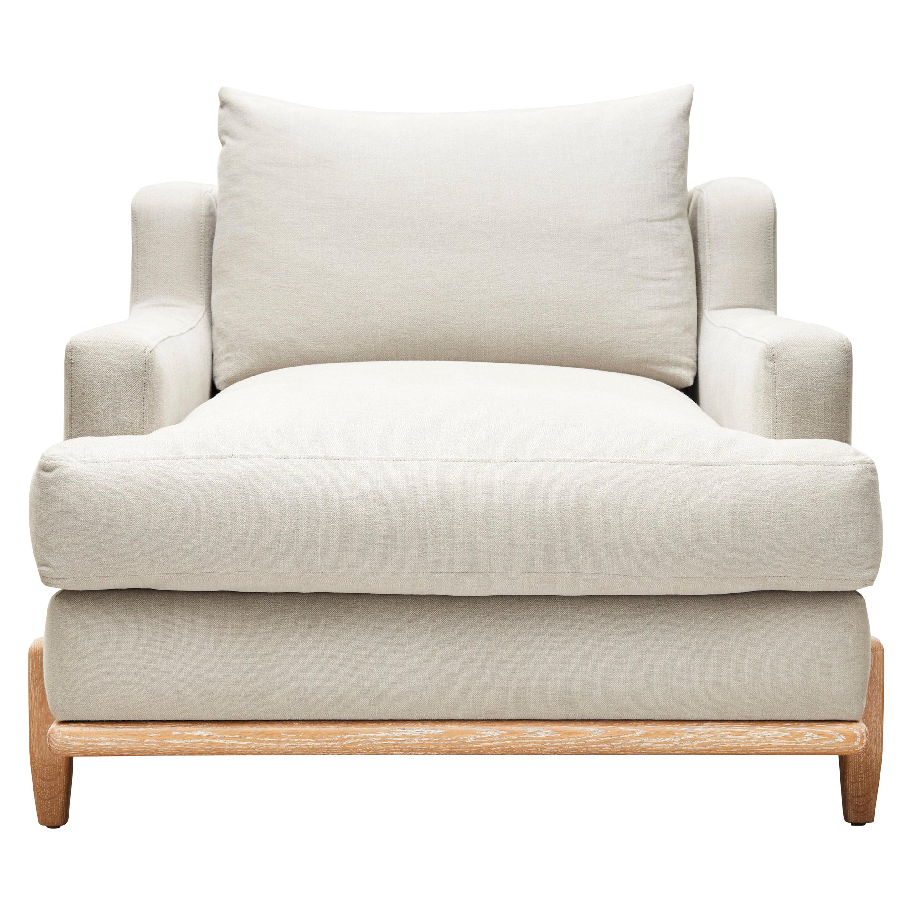 White Linen and Oak George Chair by Brian Paquette for Lawson-Fenning